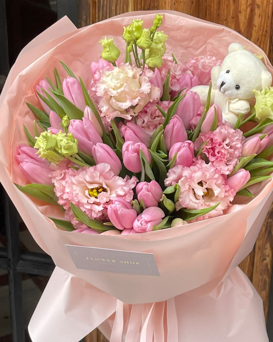 Sweet Pink Teddy Tulips